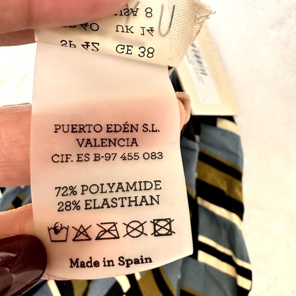 SIYU High Waist Women's Swim Set SZ 8 Clave Stale Blue Geometric Halter Top - Picture 8 of 15